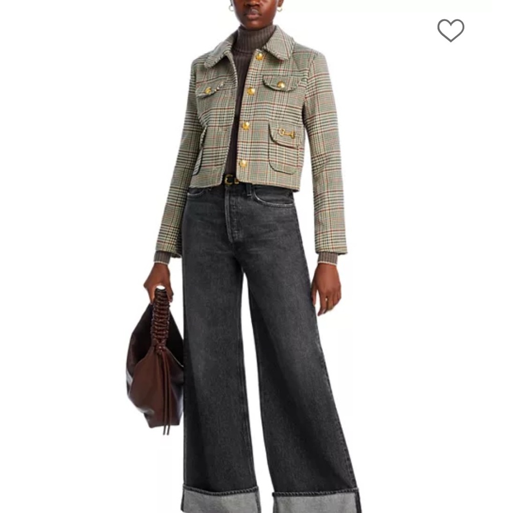 EUC Avec Les Filles English Tartan Plaid Four Pocket Blazer